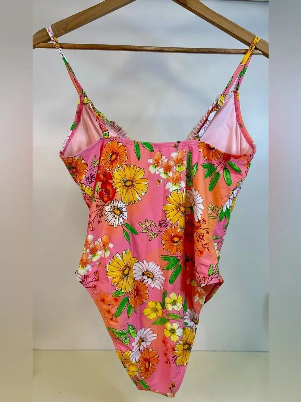 New with Tags Floral Tie-Front One-Piece Swimsuit - Pink & Orange